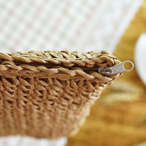 Cabas en Paille avec Fermeture Éclair