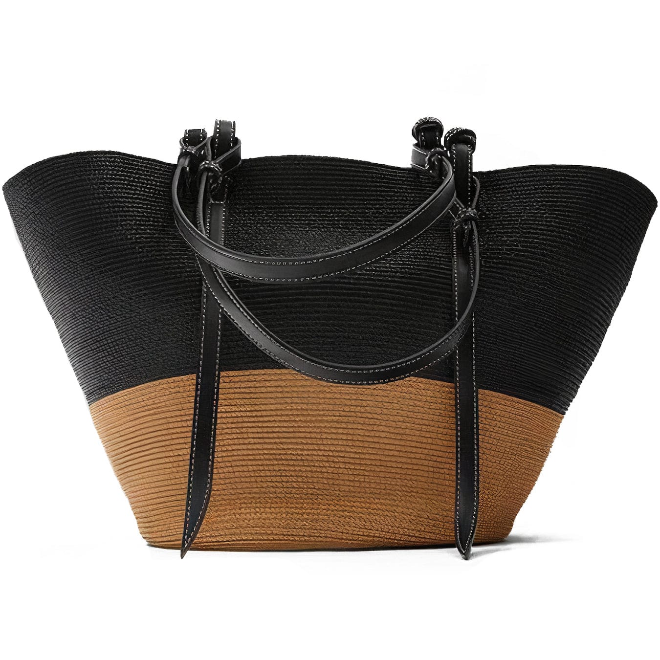 Cabas en Paille Tressée Noir - Collection Élégance
