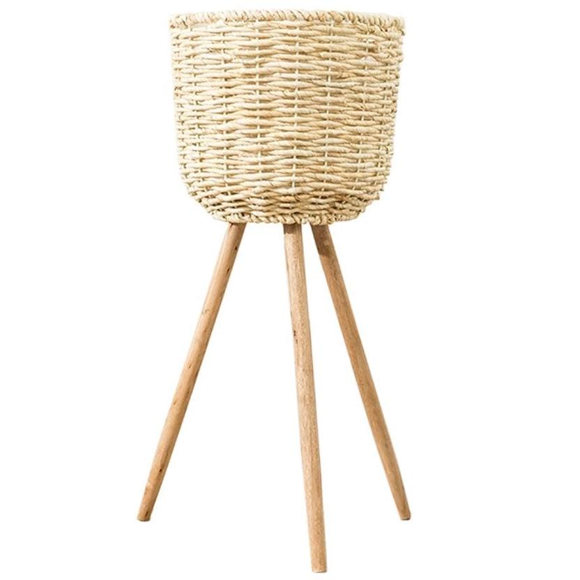 Cache Pot en Osier avec Pieds en Bois Moyen format (26 cm x 57 cm)