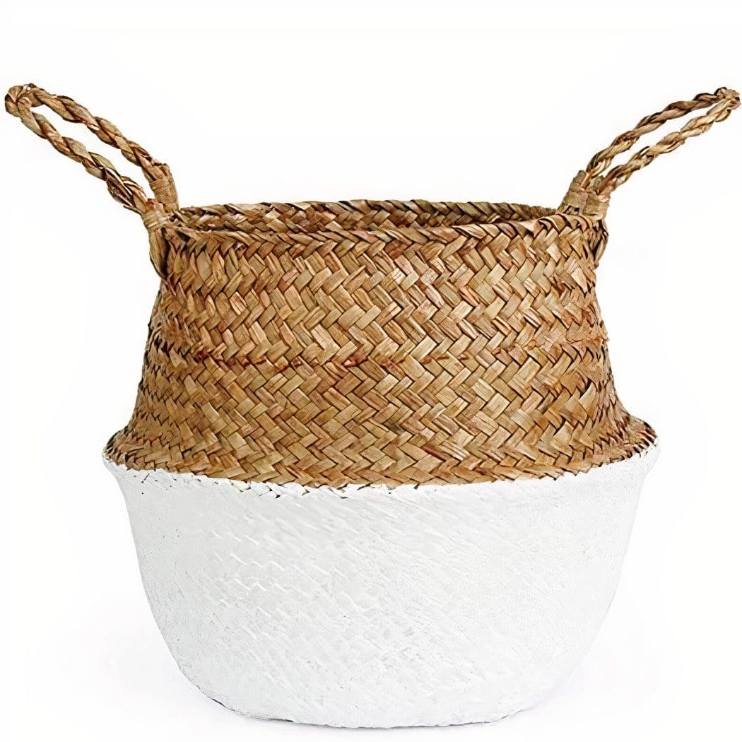 Cache Pot en Osier Blanc Petit format (22 cm x 20 cm)