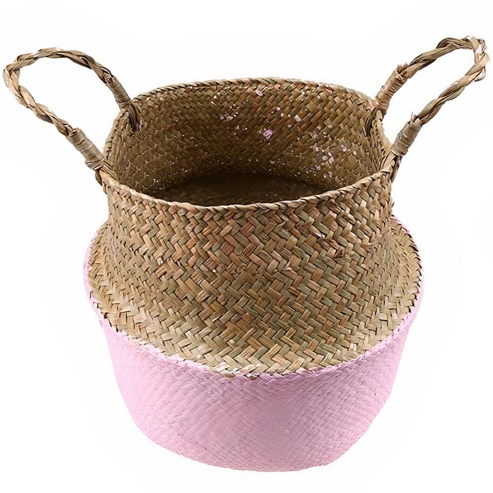 Cache Pot en Osier Rose Petit format (22 cm x 20 cm)