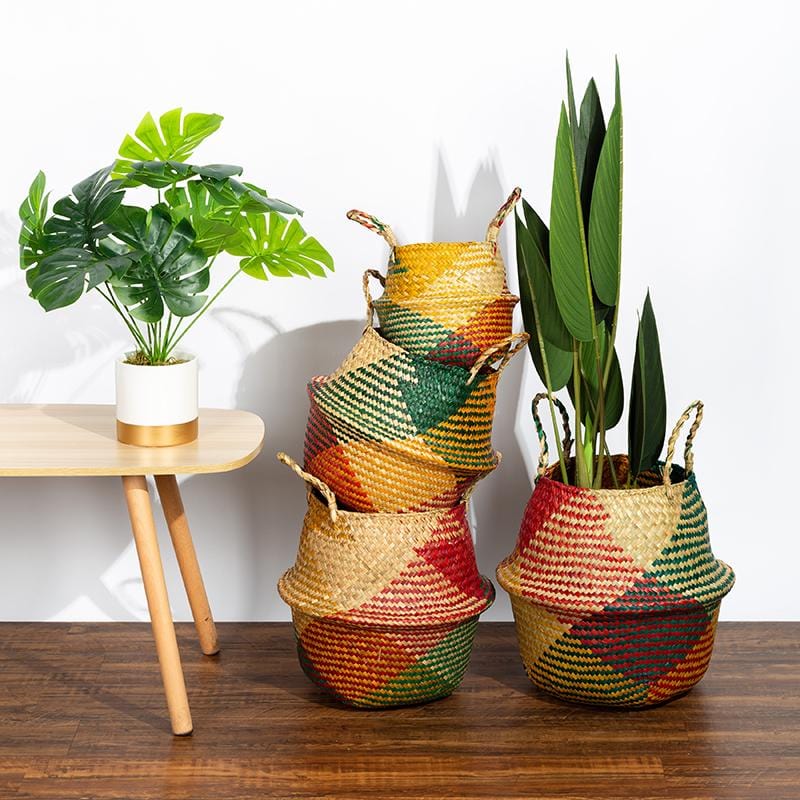 Cache Pot en Osier Tressé Multicolore