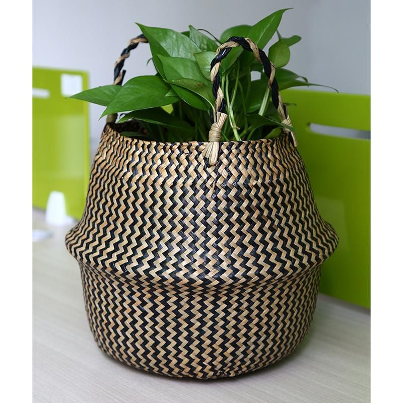 Cache Pot en Osier Tressé Noir