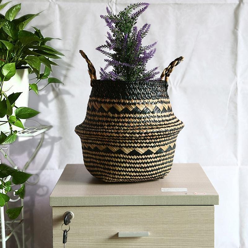 Cache Pot Osier Triangles Noirs