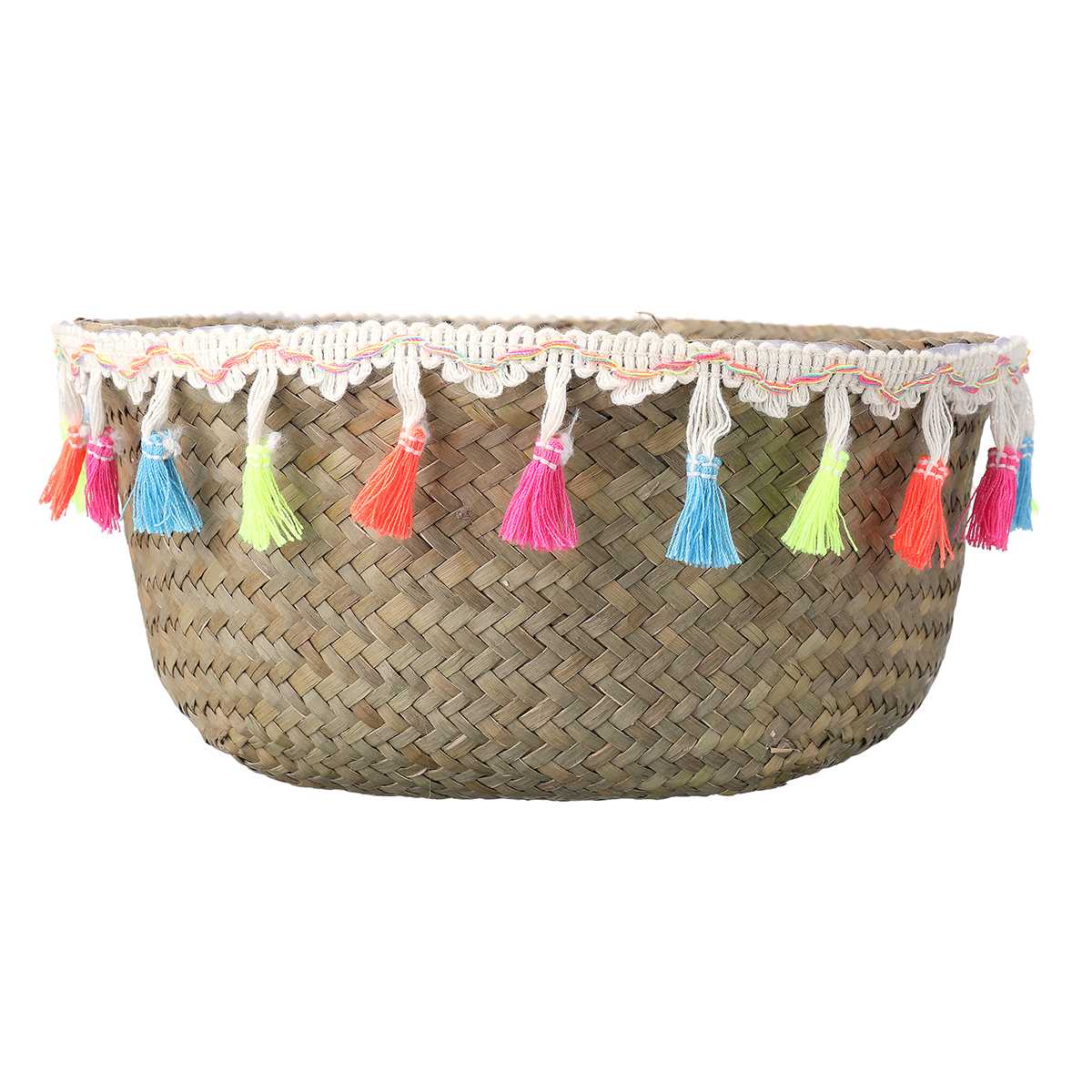 Cache Pot Rétro en Osier Multicolore