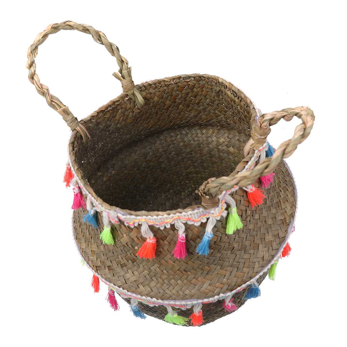 Cache Pot Rétro en Osier Multicolore
