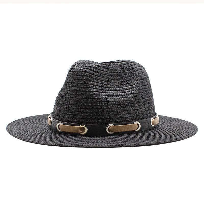 Chapeau de Paille à Bande de Cuir