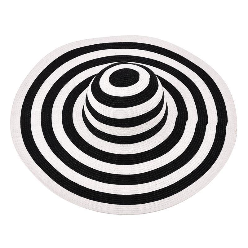Chapeau de Paille à Rayures Noir et Blanc