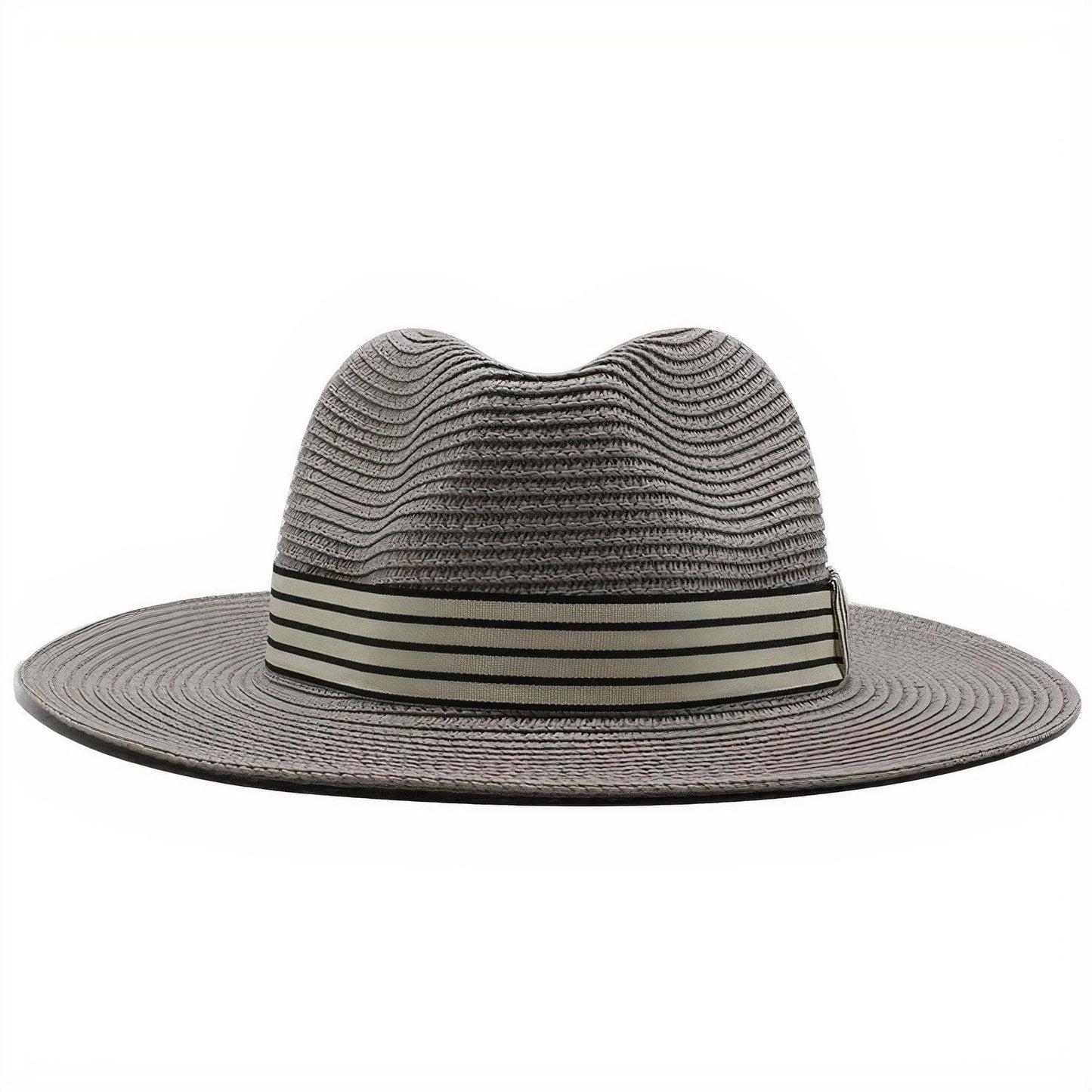 Chapeau de Paille avec Ruban Gris Metallique