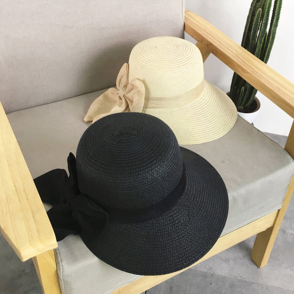 Chapeau de Paille Noir Bohème - Collection Élégance BoHo