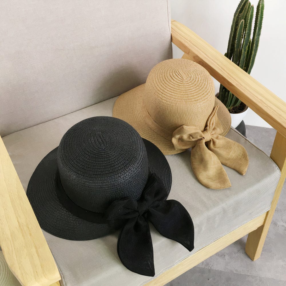 Chapeau de Paille Noir Bohème - Collection Élégance BoHo
