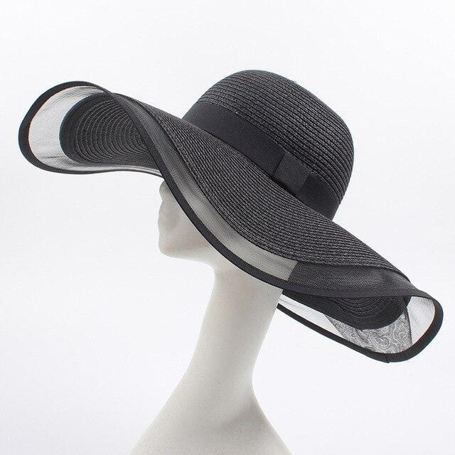 Chapeau de Paille Noir Femme chic