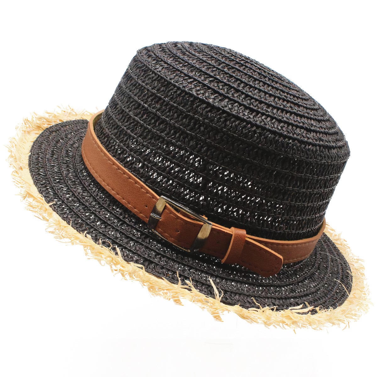 Chapeau de Paille Noir pour Femme - Collection Estivale