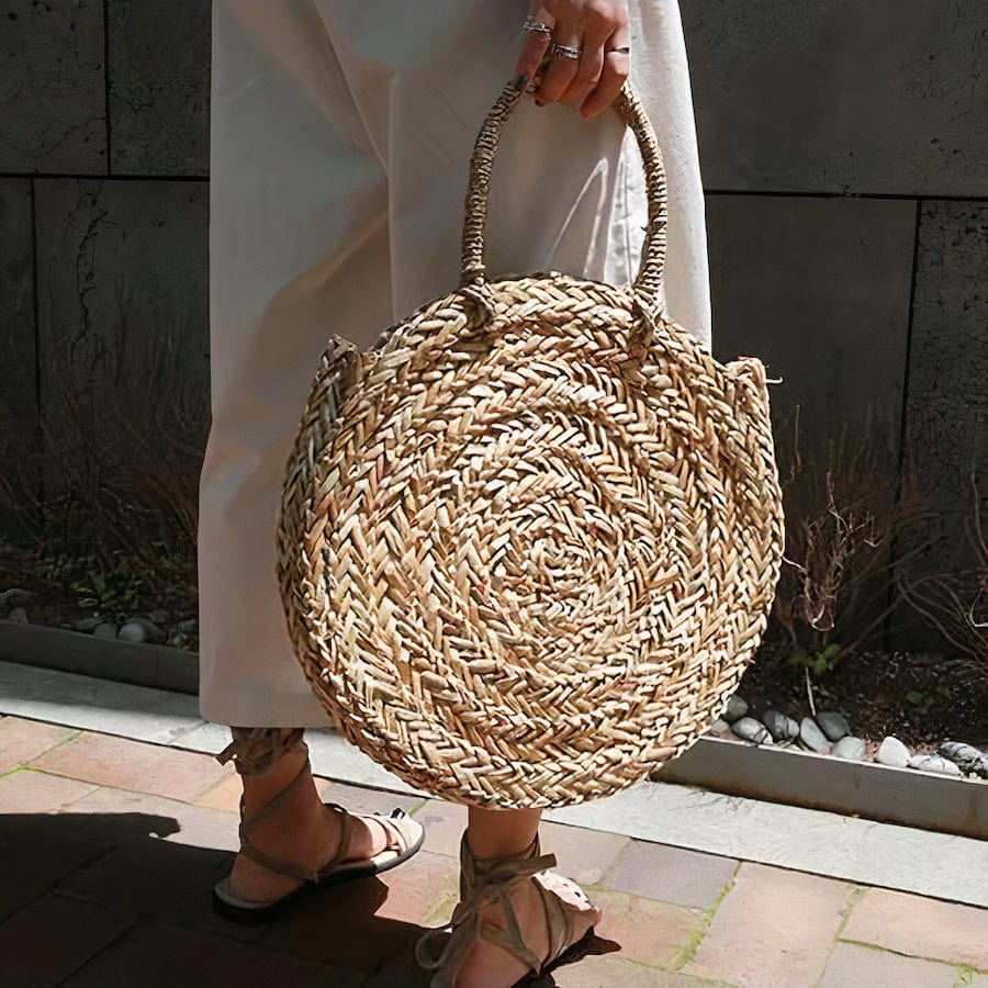 Grand Sac Rond en Paille - Collection Premium