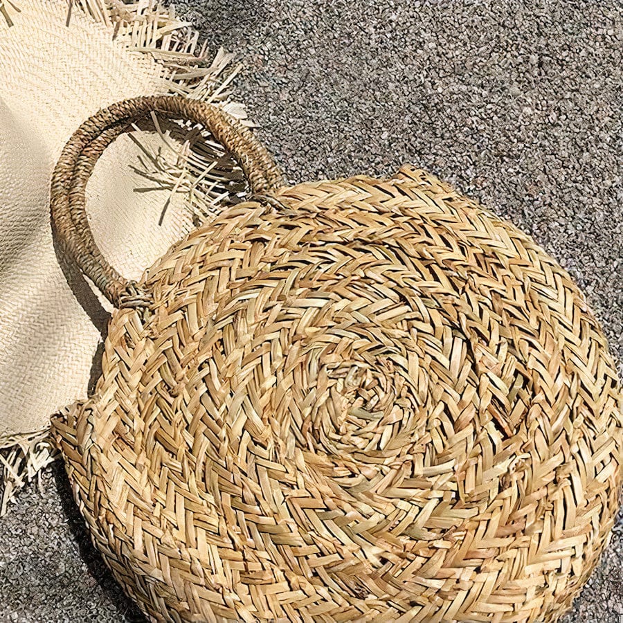 Grand Sac Rond en Paille - Collection Premium