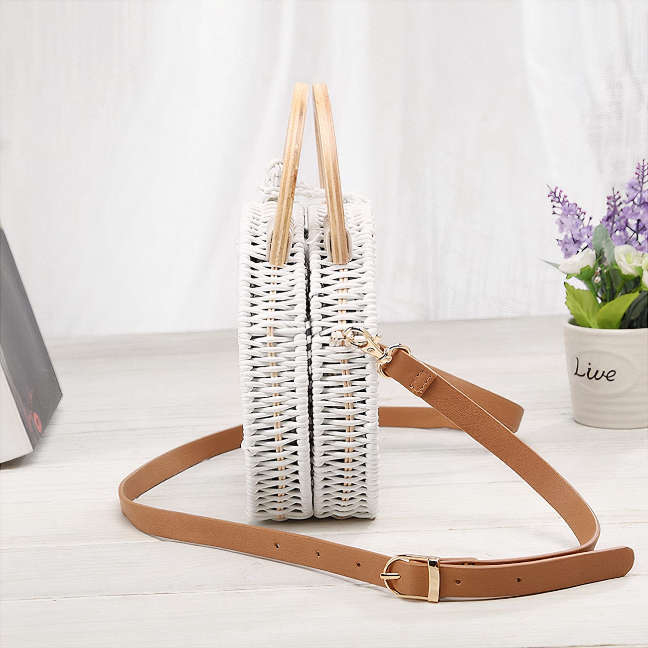 Sac à Main Blanc en Osier Chic