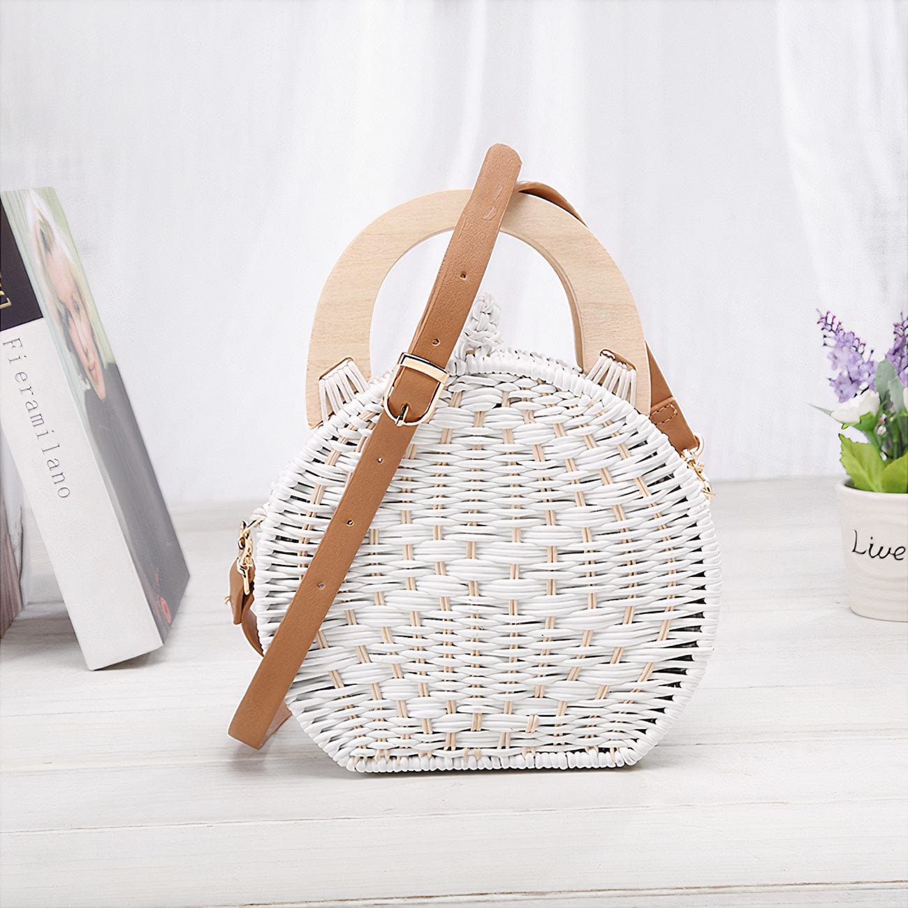 Sac à Main Blanc en Osier Chic