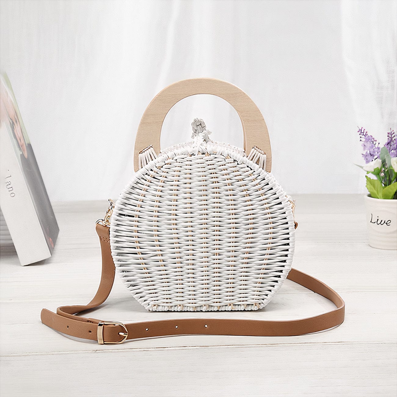 Sac à Main Blanc en Osier Chic