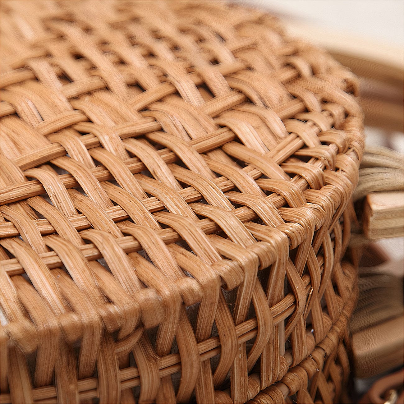 Sac à Main en Osier avec Anses en Bois