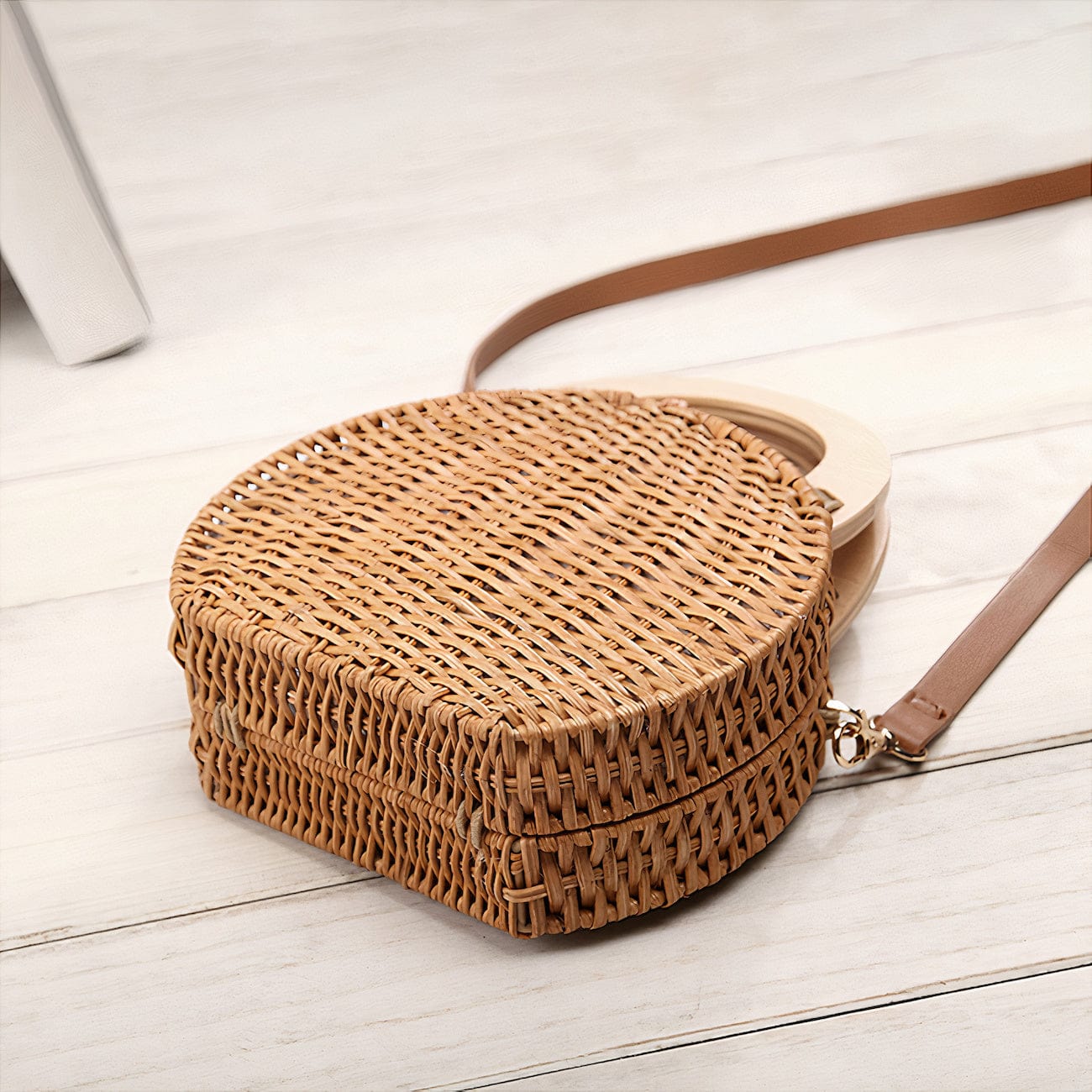 Sac à Main en Osier avec Anses en Bois