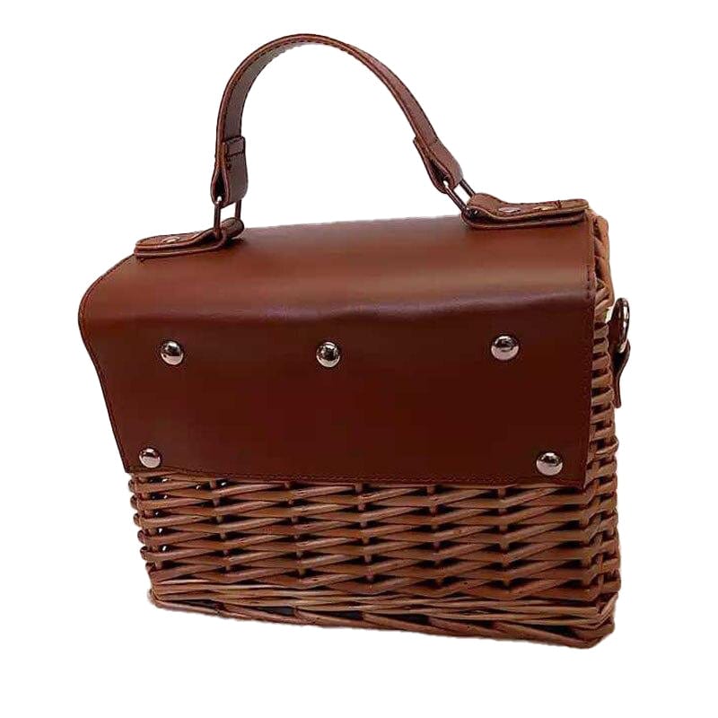 Sac à Main en Osier et Cuir de Luxe
