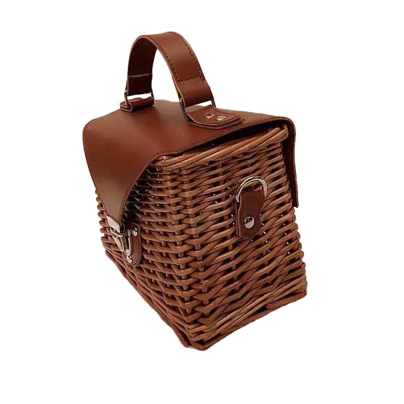Sac à Main en Osier et Cuir de Luxe