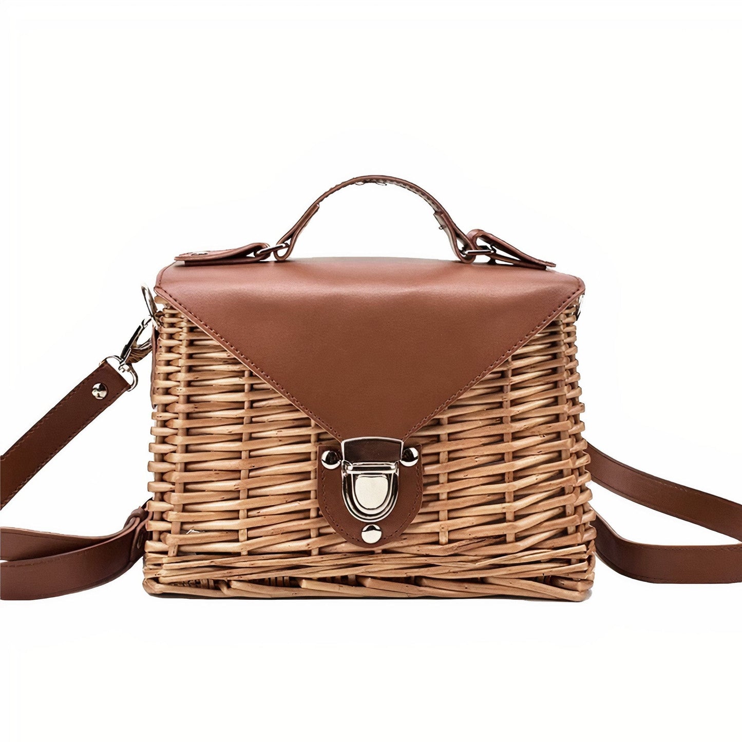 Sac à Main en Osier et Cuir de Luxe