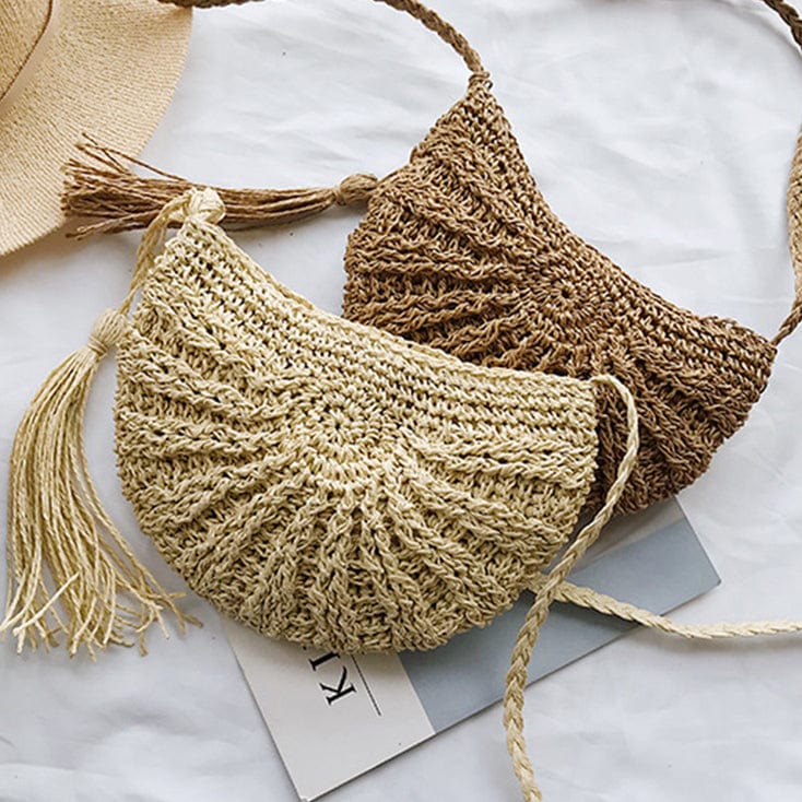 Sac à Main en Paille avec Pompon Glaméo
