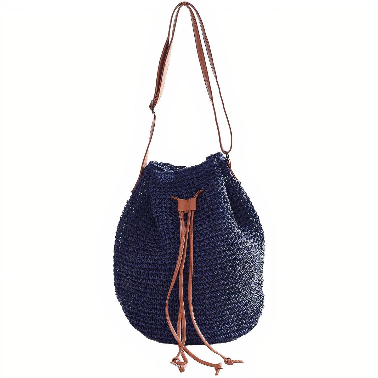 Sac à Main en Paille Bleue