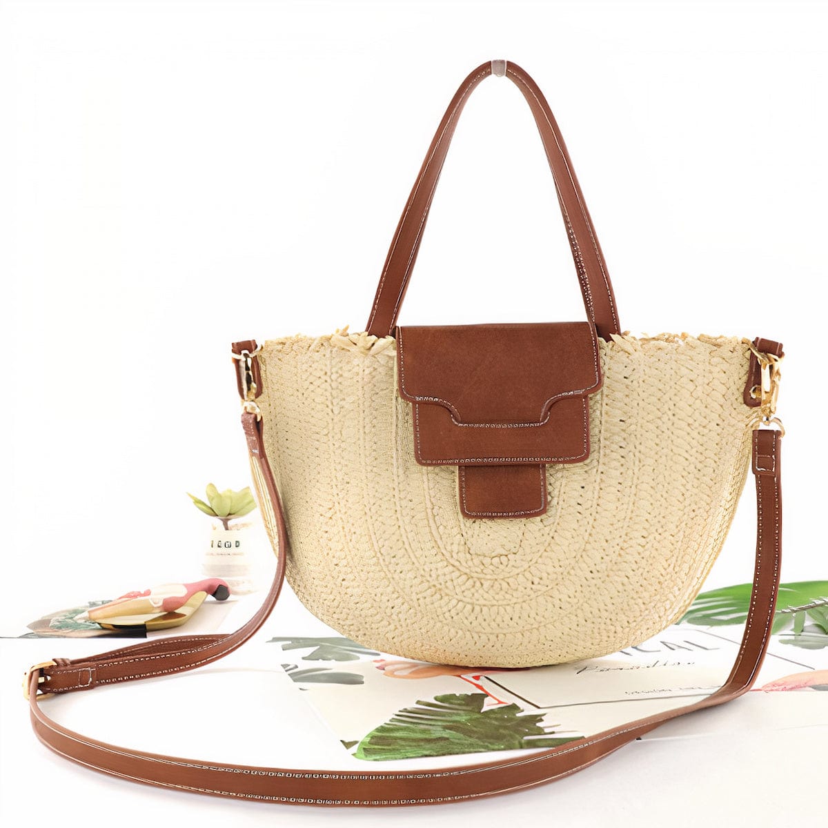 Sac à Main en Paille Demi Cercle