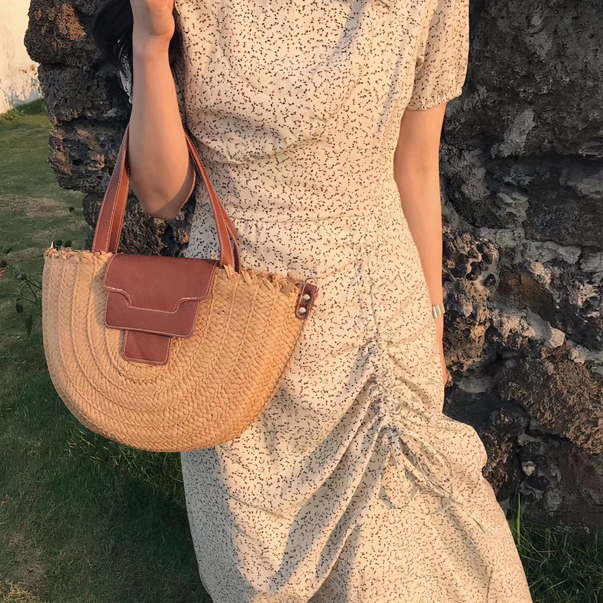 Sac à Main en Paille Demi-Lune