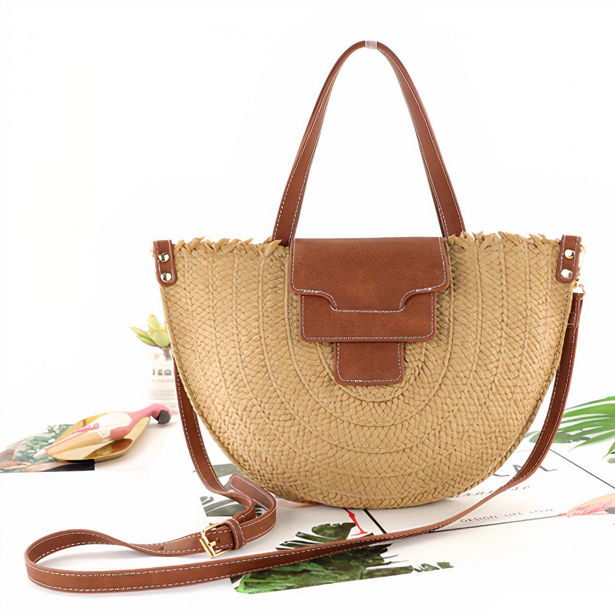 Sac à Main en Paille Demi-Lune