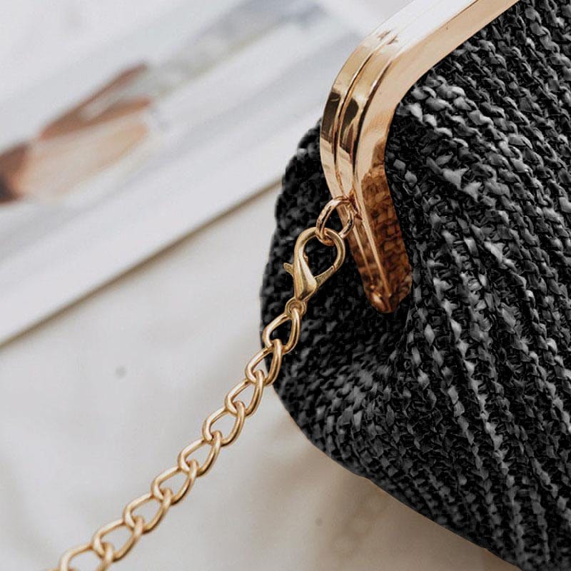 Sac à Main en Paille Noir - Collection Été