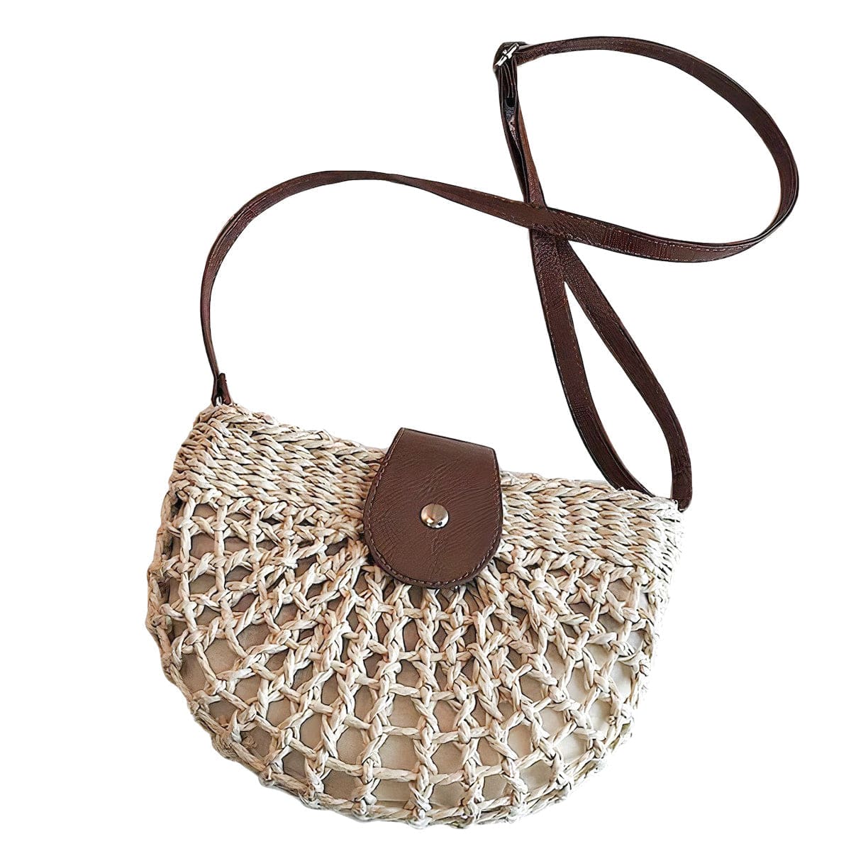 Sac à Main Paille Bi Matière avec Bandoulière - Collection Été Essentials