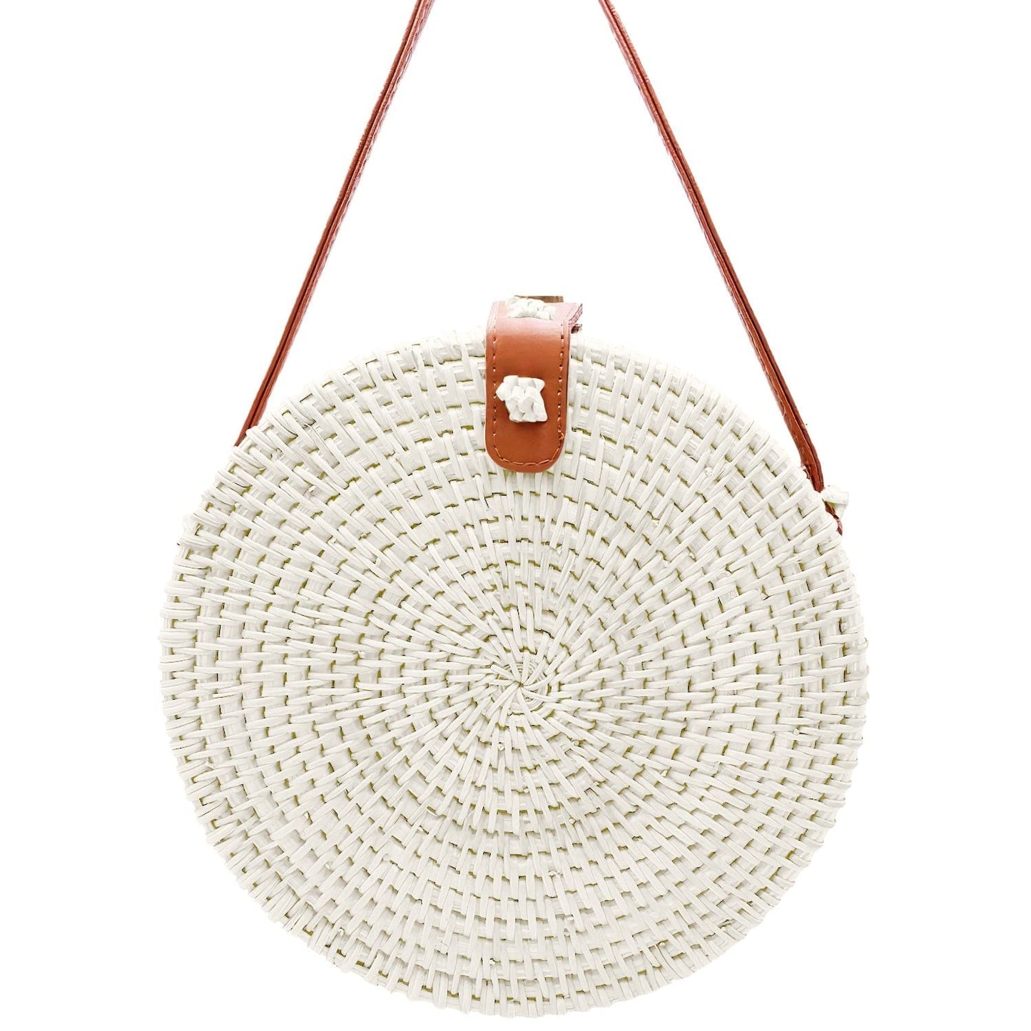 Sac à Main Rond en Osier Blanc
