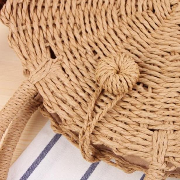 Sac à Main Rond en Paille Rigide