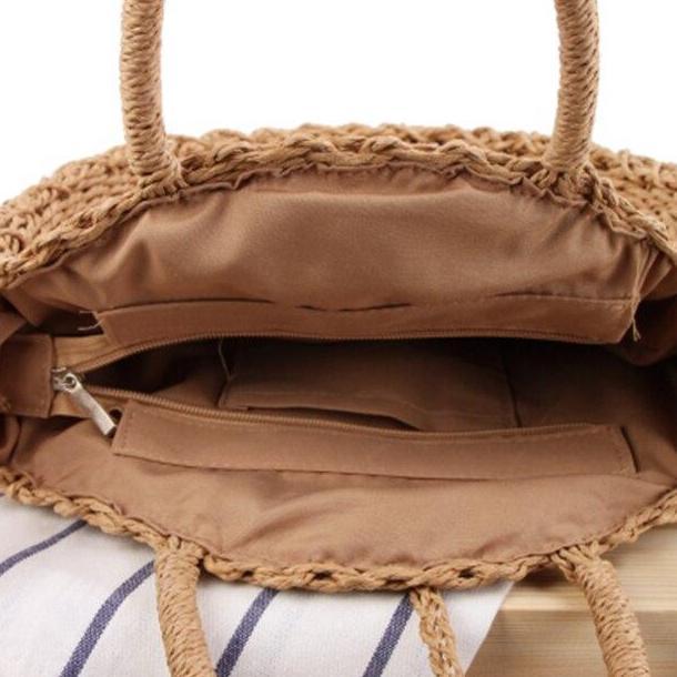Sac à Main Rond en Paille Rigide