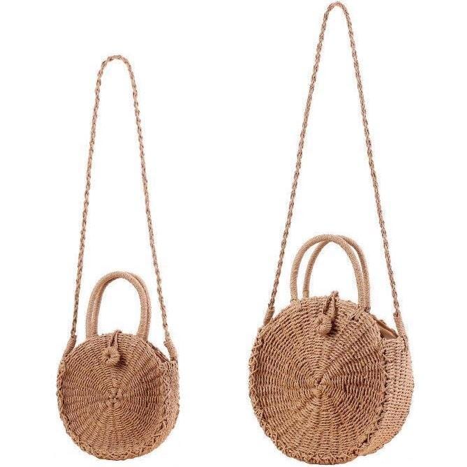 Sac à Main Rond en Paille Rigide Grand format (30 cm x 10 cm)