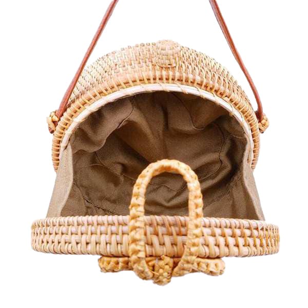 Sac Bali en Osier Rond avec Bandoulière