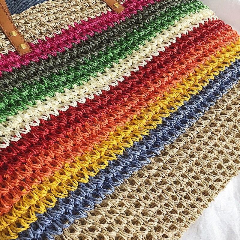 Sac Cabas Paille Rainbow