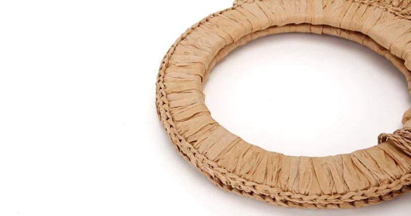 Sac de Plage Rond en Paille avec Pompon