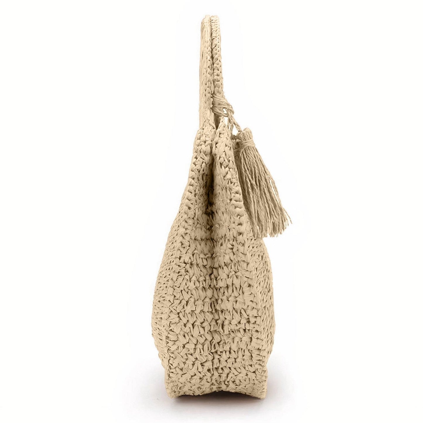 Sac de Plage Rond en Paille avec Pompon