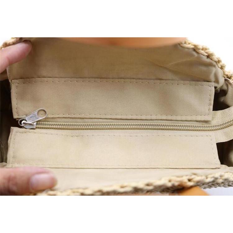 Sac Paille Rond Petit & Beige - Collection Naturelle