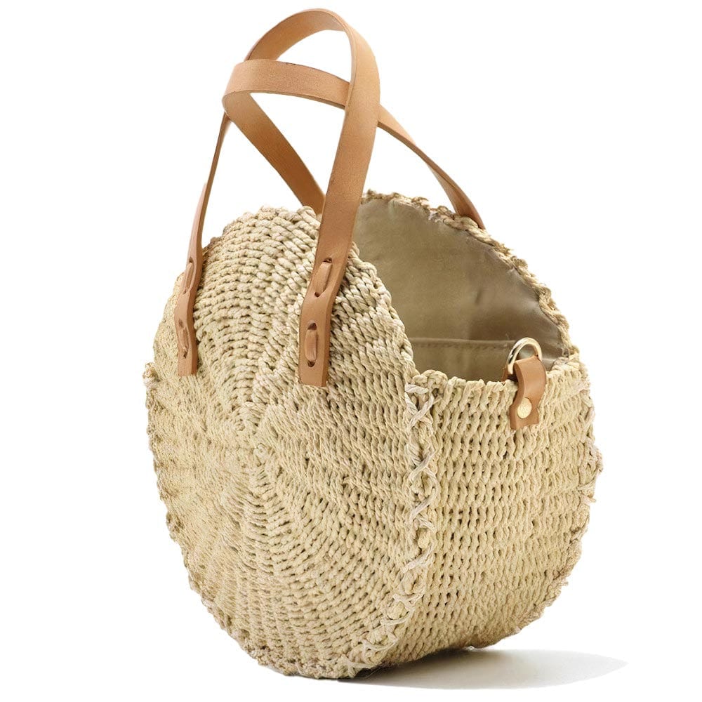 Sac Paille Rond Petit & Beige - Collection Naturelle