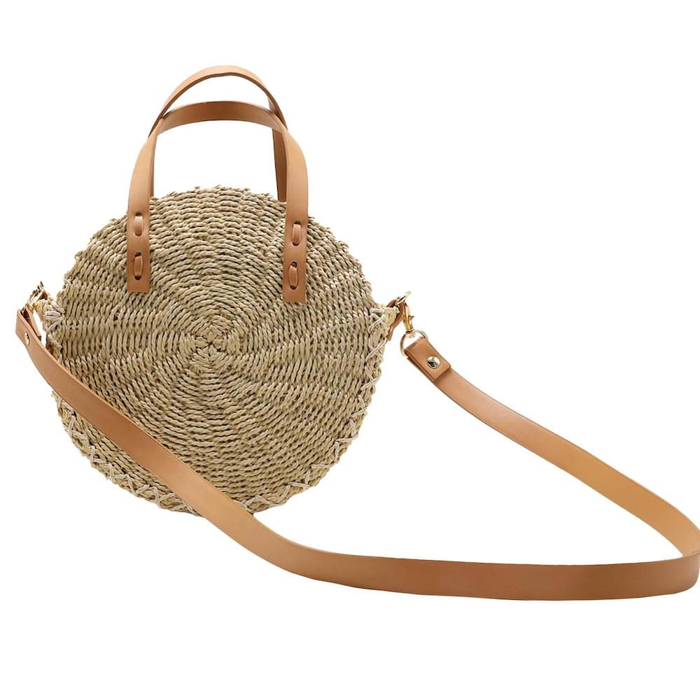 Sac Paille Rond Petit & Beige - Collection Naturelle