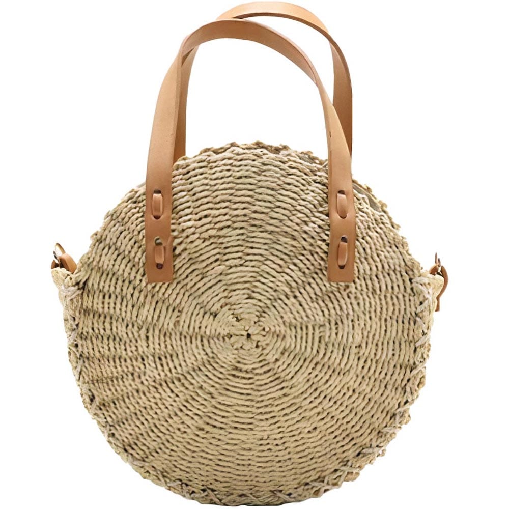 Sac Paille Rond Petit & Beige - Collection Naturelle