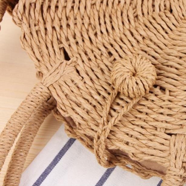 Sac Rond Élégant en Paille Forme Ronde