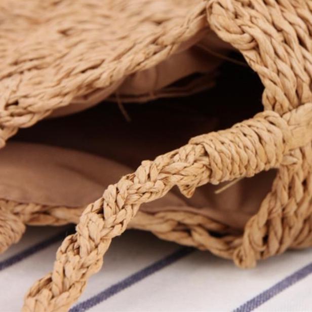 Sac Rond en Paille avec Bandoulière
