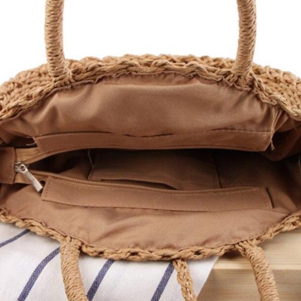 Sac Rond en Paille avec Bandoulière