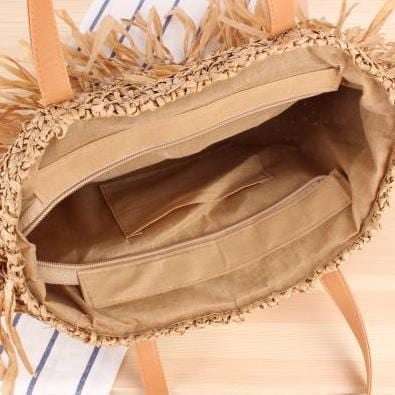 Sac Rond en Paille avec Franges
